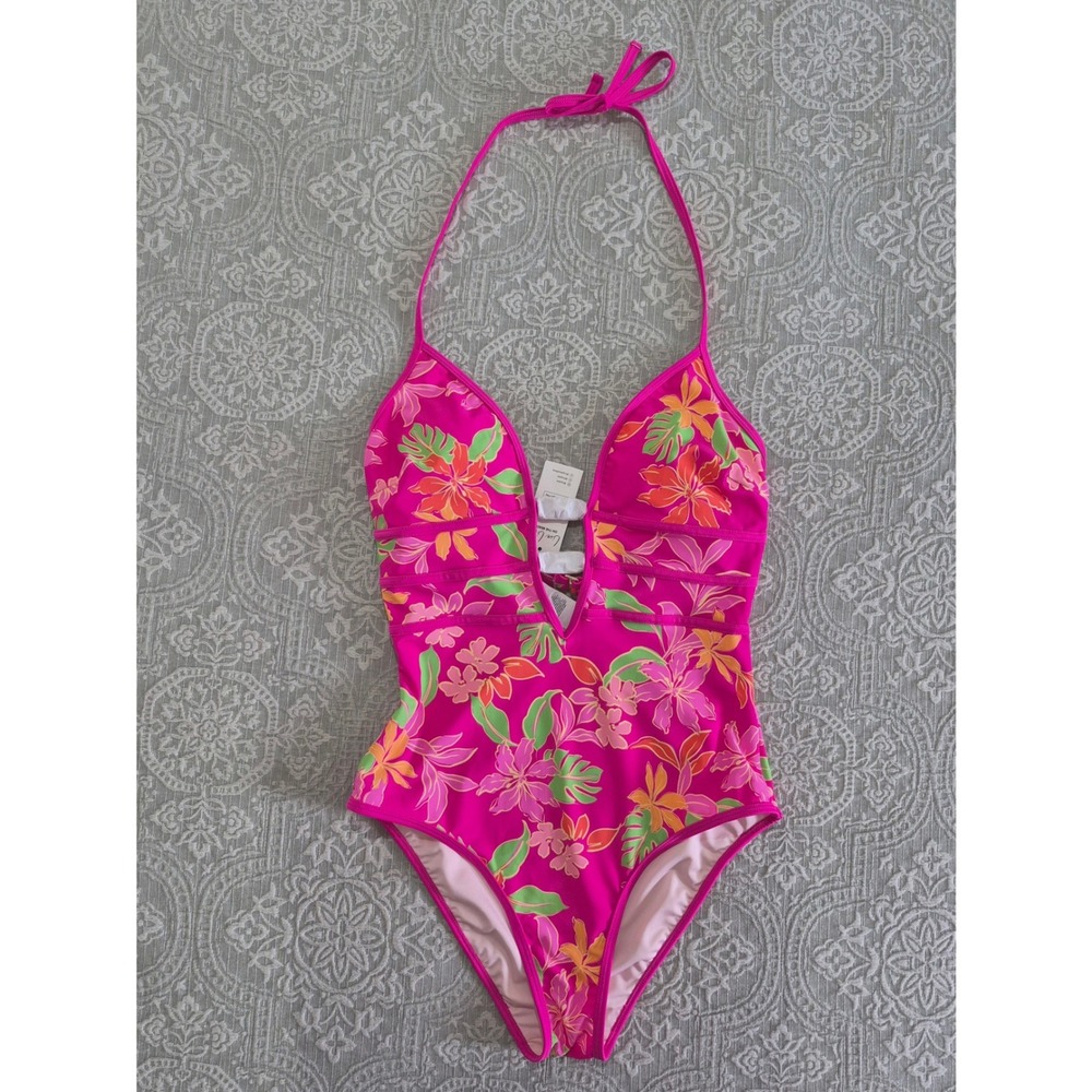 Cupshe Hot Pink Floral One-Piece Swimsuit